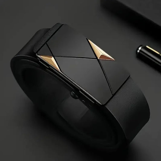 Men's PU Leather Belt – Stylish Automatic Buckle for Casual & Business Wear